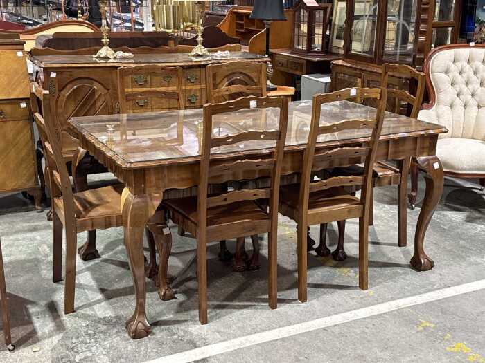 Seven-piece dining suite with glass top