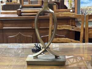 Pair of brushed brass finish table lamps - 3