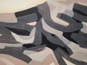 June Erica Vess, Puzzle Landscape II. Framed print on canvas. - 2