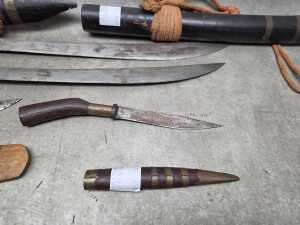 Group of Asian swords and knives. All in original sheaths. - 4