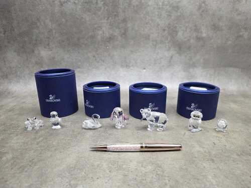 Miniature crystal figures including Swarovski Crystal animals
