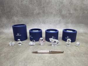 Miniature crystal figures including Swarovski Crystal animals