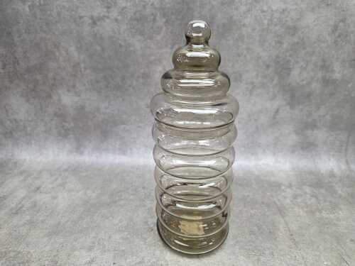 Mid-century Holmegaard 'Primula' smokey brown apothecary jar
