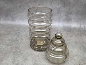 Mid-century Holmegaard 'Primula' smokey brown apothecary jar - 2
