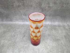 Mid-century Elme Glasbruk 'Peacock' orange glass vase - 2
