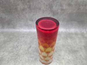 Mid-century Elme Glasbruk 'Peacock' orange glass vase - 3