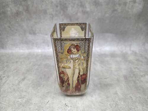 Goebel Alphonse Mucha's four seasons glass vase