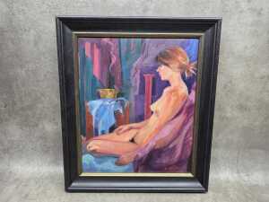Roz McQuillan, Portrait of a Young Woman #2. Oil painting on board