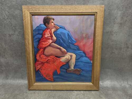 Roz McQuillan, The Red Kimono. Oil painting on canvas