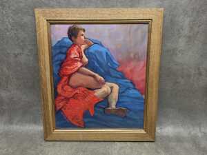 Roz McQuillan, The Red Kimono. Oil painting on canvas