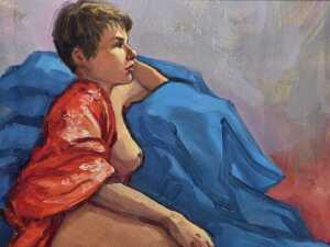 Roz McQuillan, The Red Kimono. Oil painting on canvas - 2