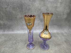 Two hand-painted bohemian glass vases - 2