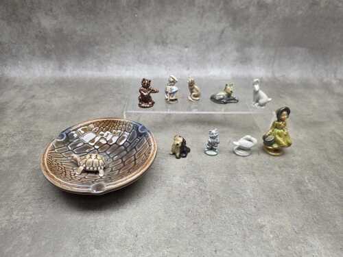 Wade Whimsies English porcelain figures and tortoise ashtray