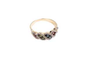 A treated coloured and white diamond ring in 14 carat yellow gold - 2