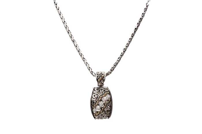 An Effy brand Balissima diamond pendant and necklace in sterling silver