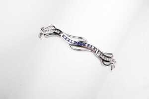 A tanzanite and cubic zirconia bracelet in sterling silver