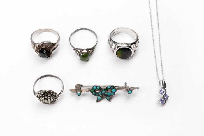 Collection of jewellery in sterling silver