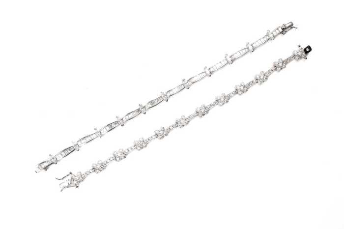Two cubic zirconia bracelets in sterling silver