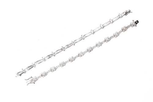 Two cubic zirconia bracelets in sterling silver