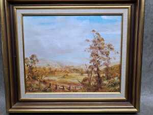 Rosemarie Bes, Australian bush scenes, c. 1980s. Three framed oil paintings on board - 3