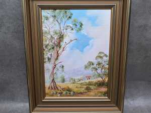Rosemarie Bes, Australian bush scenes, c. 1980s. Three framed oil paintings on board - 4
