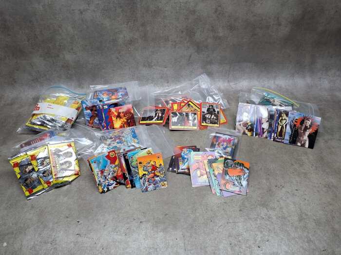 Group of collectible trading cards, including Star Wars
