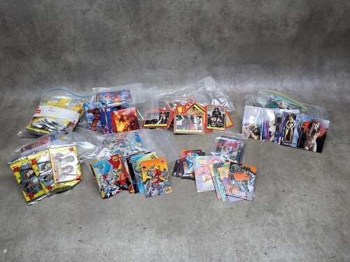 Group of collectible trading cards, including Star Wars