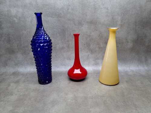 Three vintage Empoli genie bottles