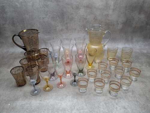 Retro coloured glass drinkware