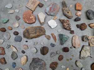 Group of rock and fossil specimens and worked flints - 2