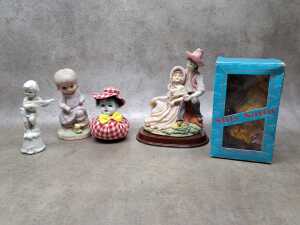 Assorted porcelain figures including cherubs, courting couples, bisque, etc - 2