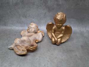 Assorted porcelain figures including cherubs, courting couples, bisque, etc - 5