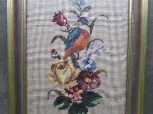 Two framed needlepoint tapestries of floral still lifes - 3