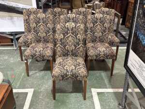 Set of eight Grange upholstered dining chairs