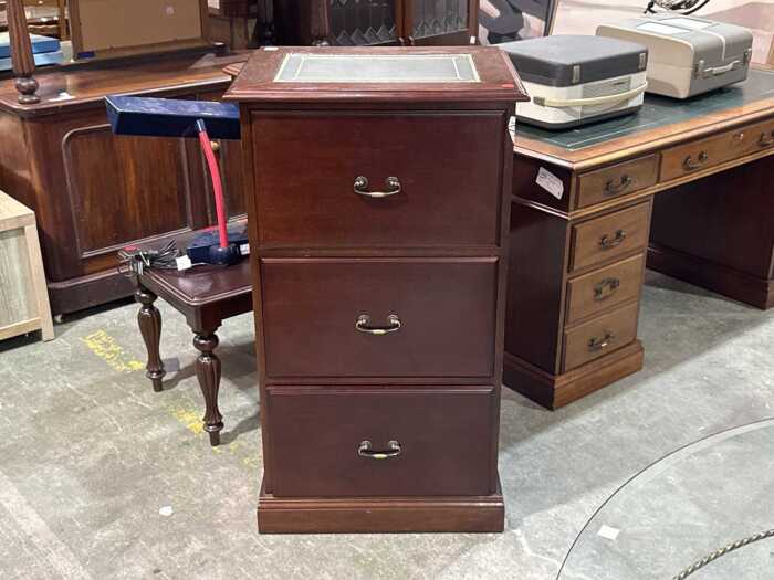 Three-drawer timber filing cabinet