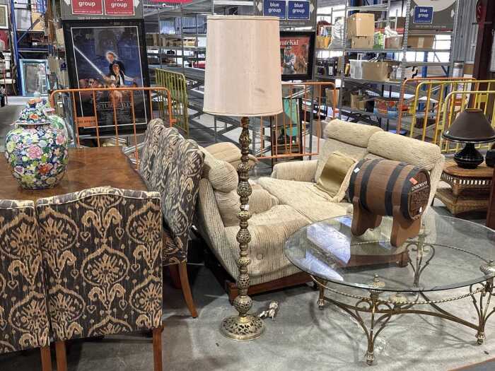 Brass floor lamp with pierced openwork design