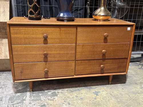 Mid-century teak six-drawer chest