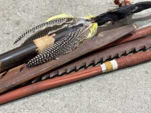 Five decorative tourist ware spears, including Indigenous fishing spears, harpoons, etc. - 3