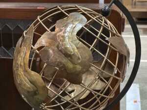 Mid-century brutalist mixed metal world globe - 2