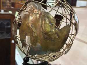 Mid-century brutalist mixed metal world globe - 4