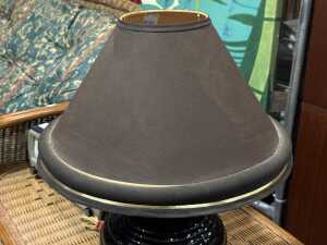 Black glazed ceramic ribbed 1980s table lamp - 2