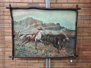 Missen (attributed), The Hunt. Mid-century oil painting on board