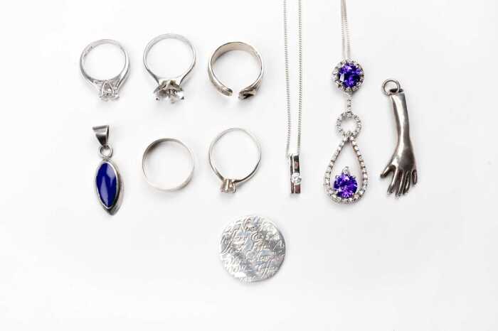 Collection of jewellery in sterling silver