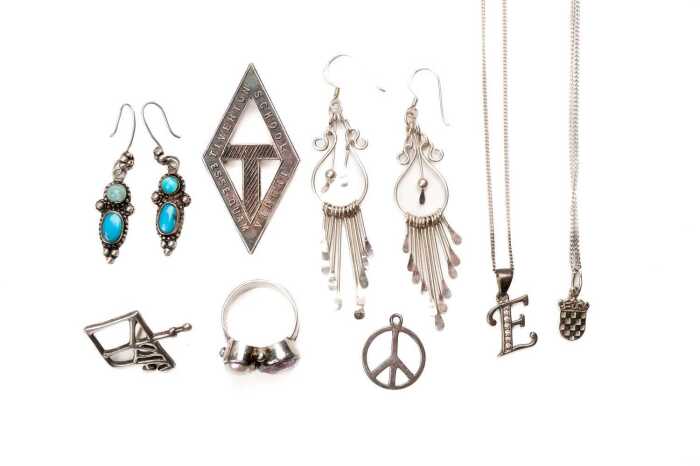 Collection of jewellery in sterling silver