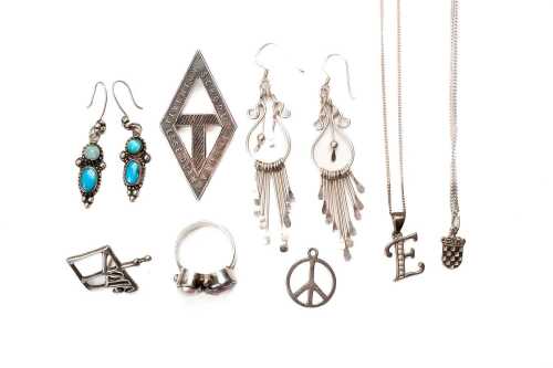 Collection of jewellery in sterling silver