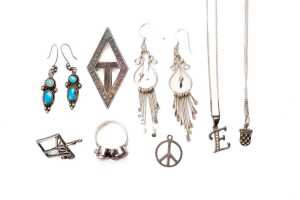 Collection of jewellery in sterling silver