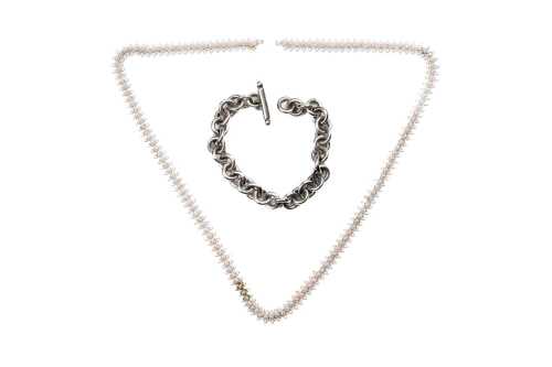 A bracelet and necklace in sterling silver
