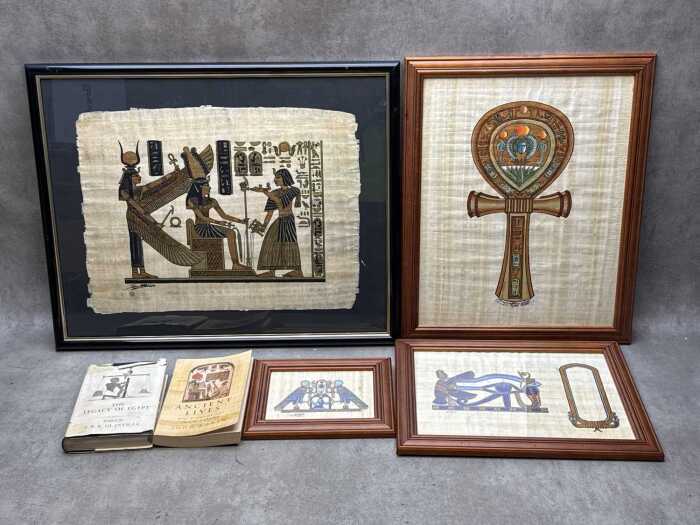 Four Egyptian papyrus paintings