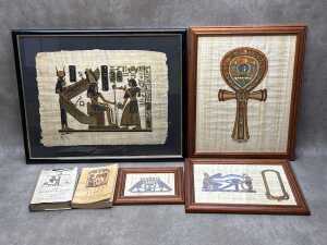 Four Egyptian papyrus paintings
