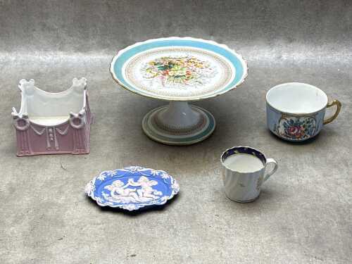 Vintage, including Jasperware box and plaque
